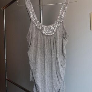 Grey Sequined‎ Women's Top Casual Business Sparkle Bedazzled Summer Warm Vibes